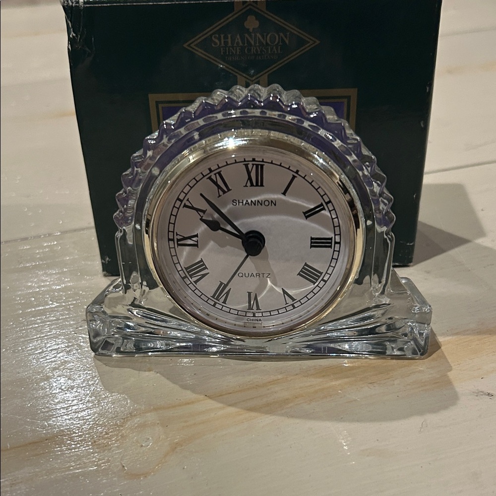 SHANNON Crystal Clock with Silver Accents